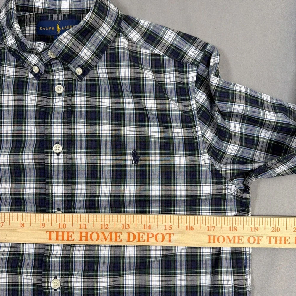 Lot Of 2 Ralph Lauren Boys‎ Large 14-16 Button-Down Plaid Red Blue Shirts Pony